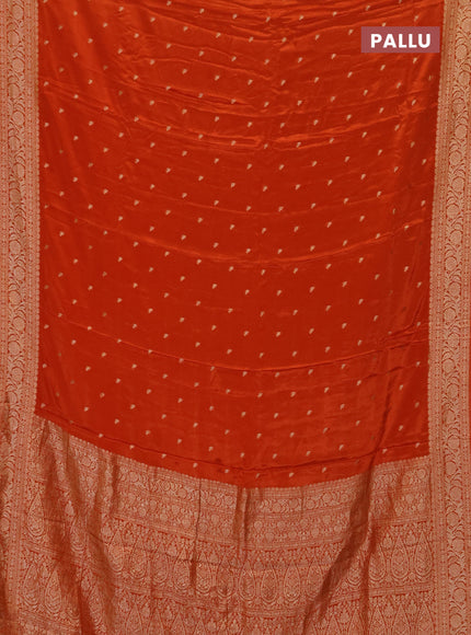 Semi mysore silk saree rust shade with allover zari woven buttas and zari woven border
