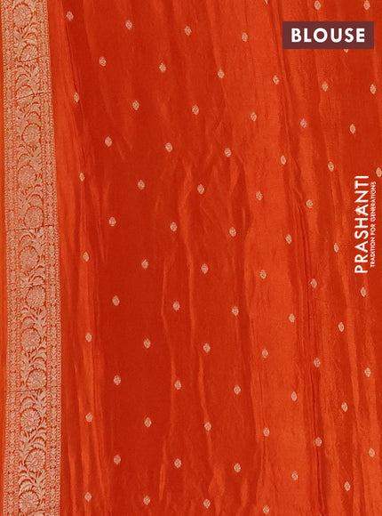 Semi mysore silk saree rust shade with allover zari woven buttas and zari woven border