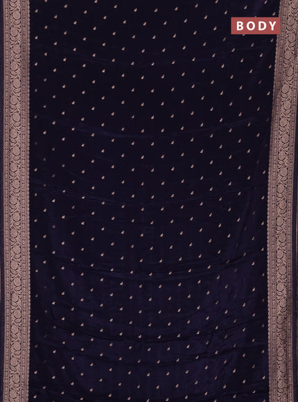 Semi mysore silk saree navy blue with allover zari woven buttas and zari woven border