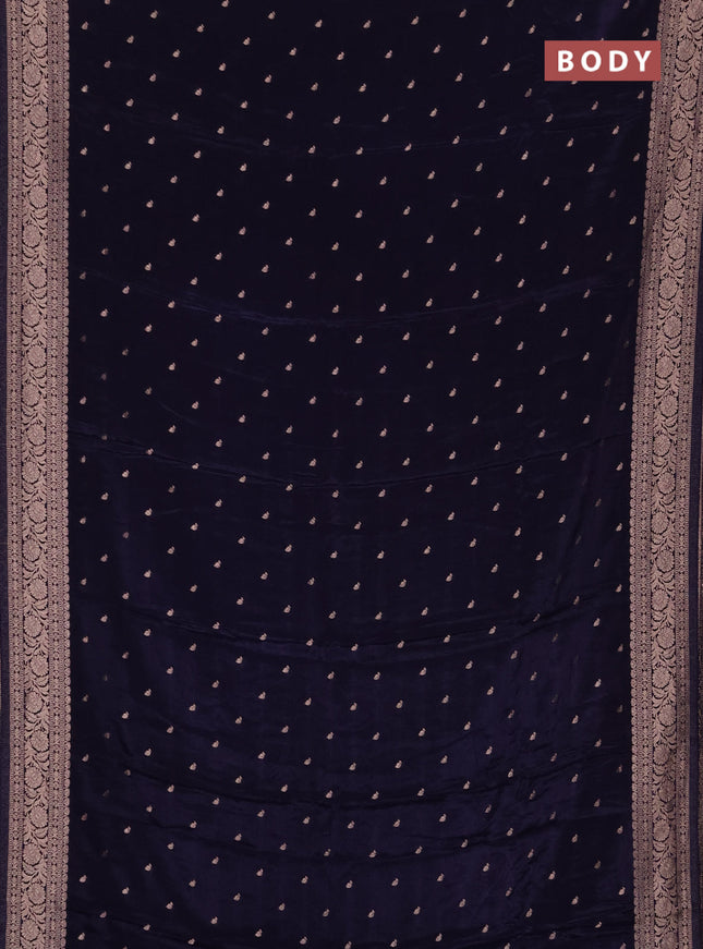 Semi mysore silk saree navy blue with allover zari woven buttas and zari woven border