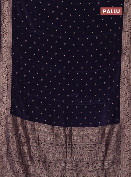 Semi mysore silk saree navy blue with allover zari woven buttas and zari woven border