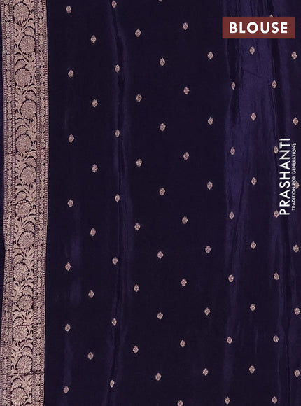 Semi mysore silk saree navy blue with allover zari woven buttas and zari woven border