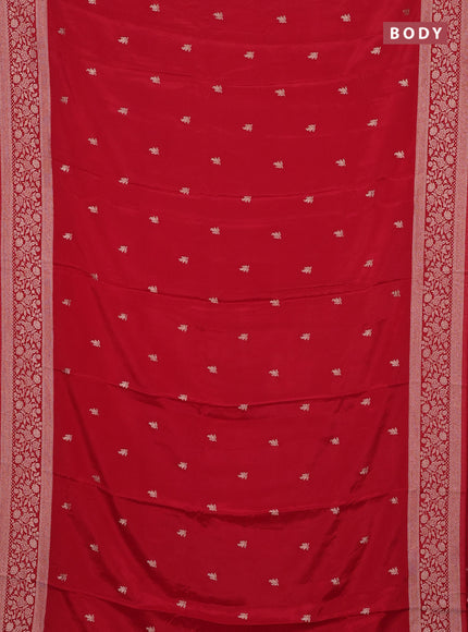 Semi mysore silk saree red with allover zari woven buttas and zari woven border