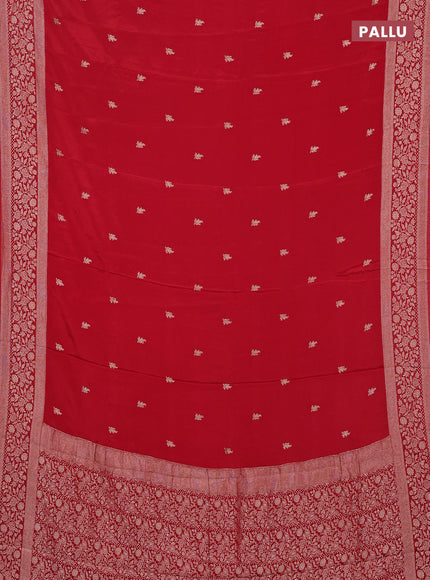 Semi mysore silk saree red with allover zari woven buttas and zari woven border