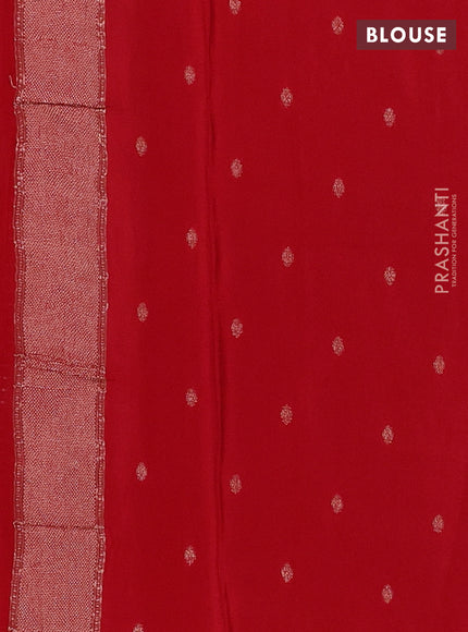 Semi mysore silk saree red with allover zari woven buttas and zari woven border