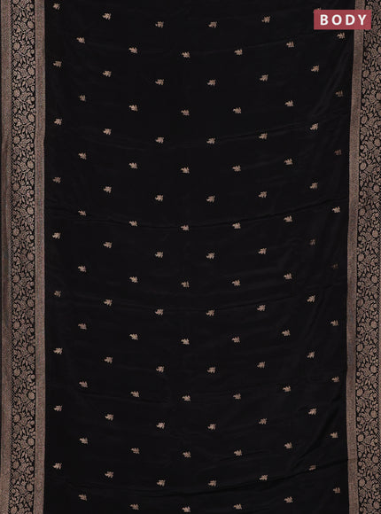 Semi mysore silk saree black with allover zari woven buttas and zari woven border