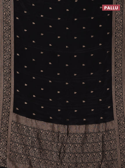 Semi mysore silk saree black with allover zari woven buttas and zari woven border