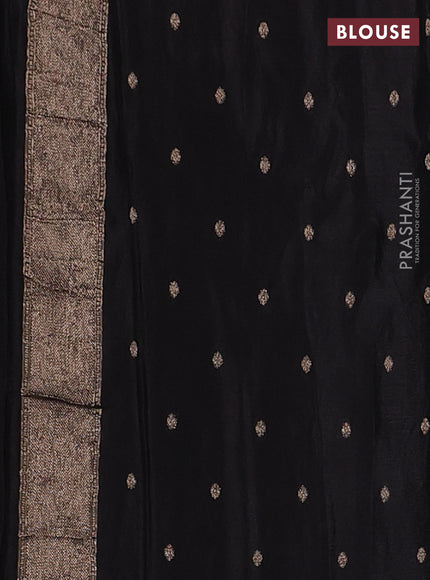 Semi mysore silk saree black with allover zari woven buttas and zari woven border