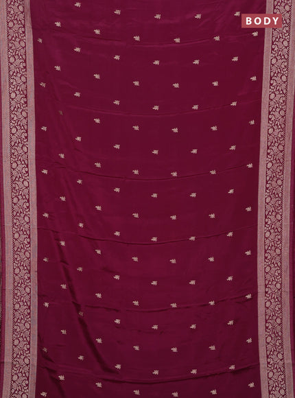Semi mysore silk saree wine shade with allover zari woven buttas and zari woven border