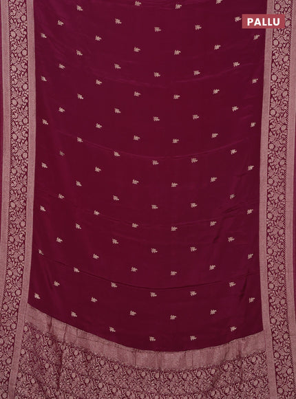 Semi mysore silk saree wine shade with allover zari woven buttas and zari woven border