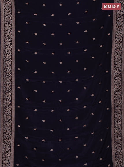 Semi mysore silk saree navy blue with allover zari woven buttas and zari woven border