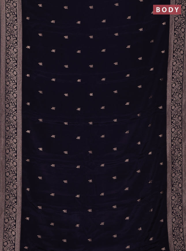 Semi mysore silk saree navy blue with allover zari woven buttas and zari woven border