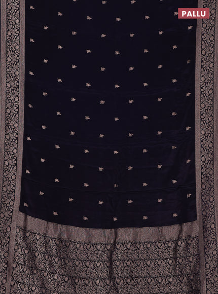 Semi mysore silk saree navy blue with allover zari woven buttas and zari woven border