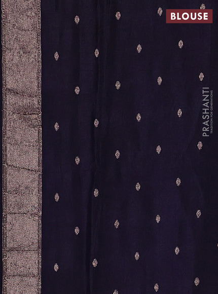 Semi mysore silk saree navy blue with allover zari woven buttas and zari woven border