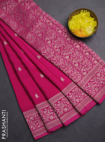 Semi mysore silk saree pink with allover zari woven buttas and zari woven border