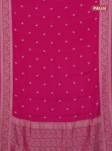 Semi mysore silk saree pink with allover zari woven buttas and zari woven border
