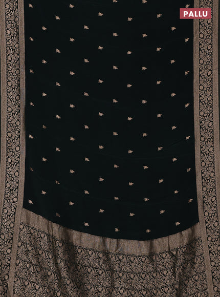 Semi mysore silk saree bottle green with allover zari woven buttas and zari woven border