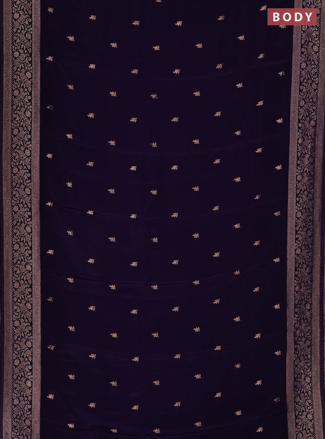 Semi mysore silk saree violet with allover zari woven buttas and zari woven border