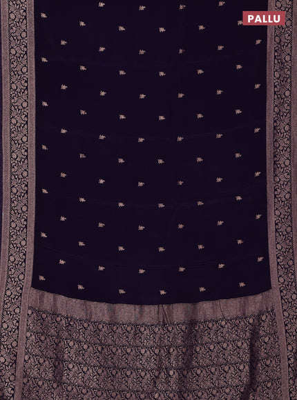 Semi mysore silk saree violet with allover zari woven buttas and zari woven border