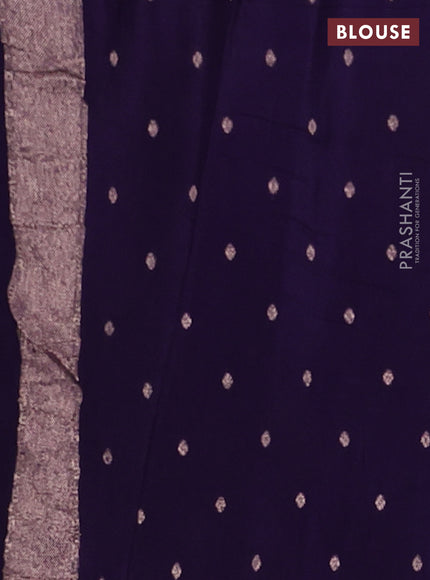 Semi mysore silk saree violet with allover zari woven buttas and zari woven border
