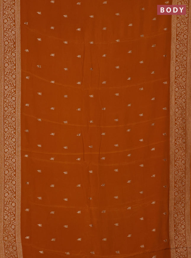 Semi mysore silk saree mustard yellow with allover zari woven buttas and zari woven border