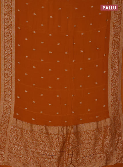 Semi mysore silk saree mustard yellow with allover zari woven buttas and zari woven border