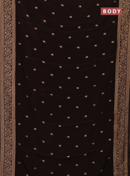 Semi mysore silk saree coffee brown with allover zari woven buttas and zari woven border