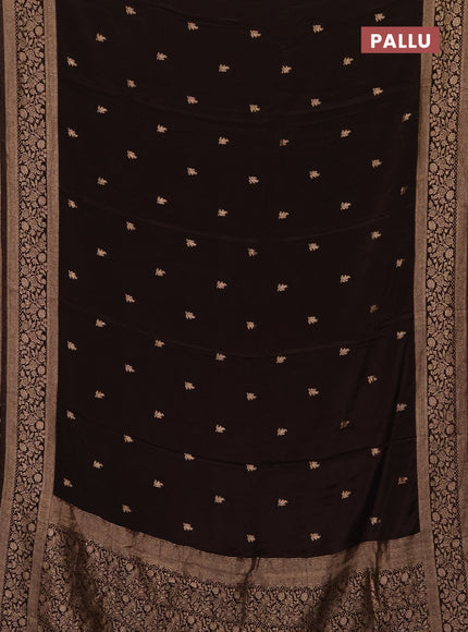 Semi mysore silk saree coffee brown with allover zari woven buttas and zari woven border