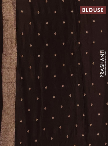 Semi mysore silk saree coffee brown with allover zari woven buttas and zari woven border