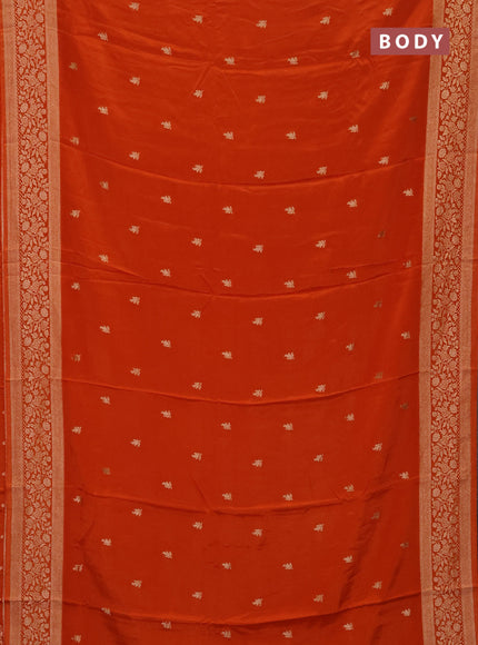 Semi mysore silk saree rust shade with allover zari woven buttas and zari woven border