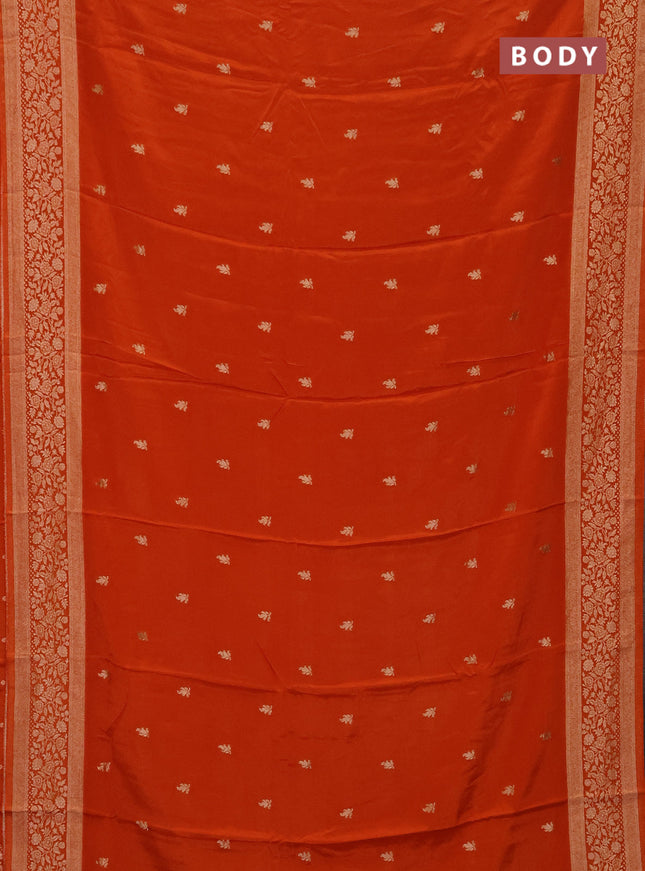 Semi mysore silk saree rust shade with allover zari woven buttas and zari woven border