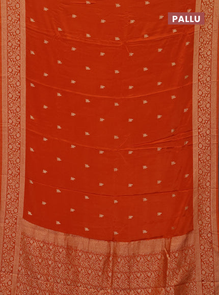 Semi mysore silk saree rust shade with allover zari woven buttas and zari woven border