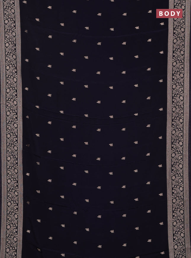 Semi mysore silk saree navy blue with allover zari woven buttas and zari woven border