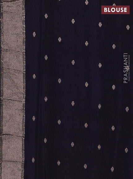 Semi mysore silk saree navy blue with allover zari woven buttas and zari woven border