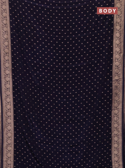 Semi mysore silk saree navy blue with allover zari woven buttas and zari woven border