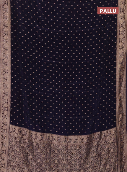 Semi mysore silk saree navy blue with allover zari woven buttas and zari woven border