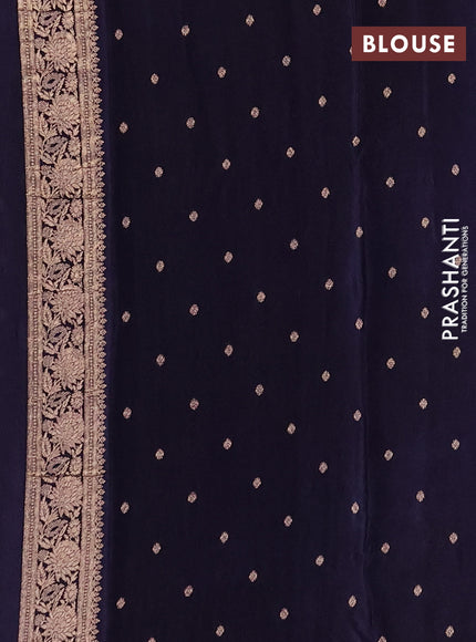 Semi mysore silk saree navy blue with allover zari woven buttas and zari woven border