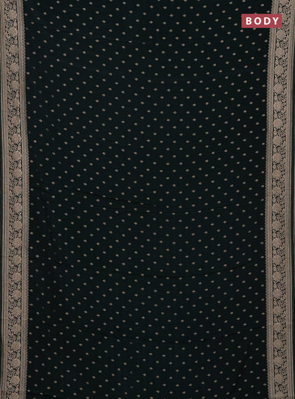 Semi mysore silk saree bottle green with allover zari woven buttas and zari woven border