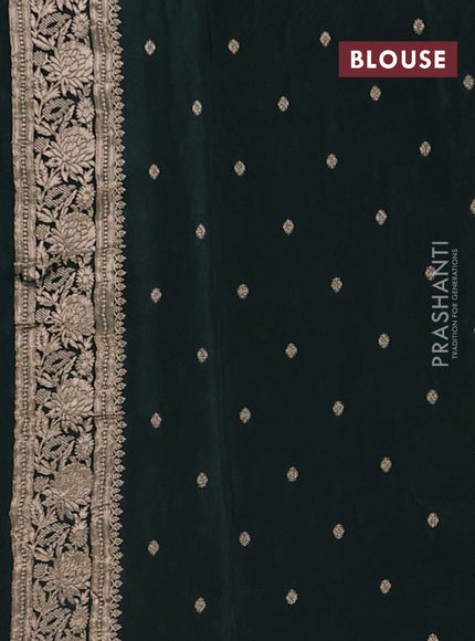 Semi mysore silk saree bottle green with allover zari woven buttas and zari woven border