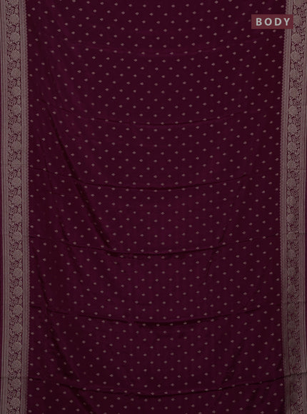 Semi mysore silk saree wine shade with allover zari woven buttas and zari woven border
