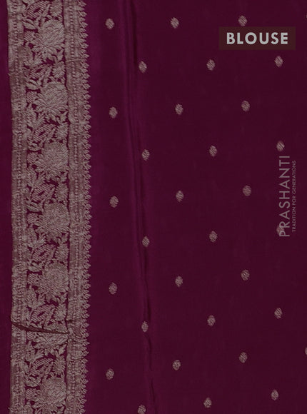 Semi mysore silk saree wine shade with allover zari woven buttas and zari woven border