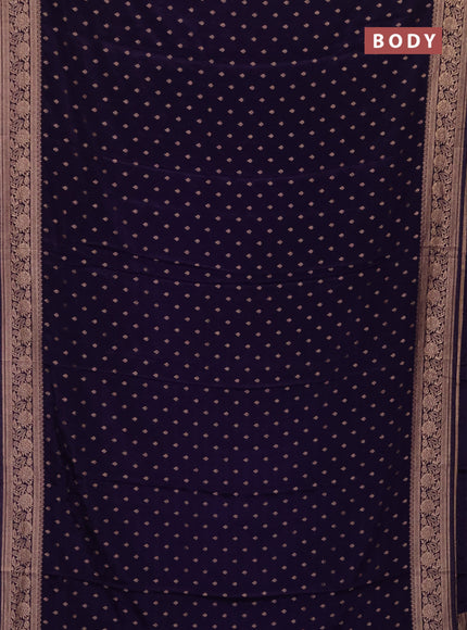Semi mysore silk saree deep violet with allover zari woven buttas and zari woven border