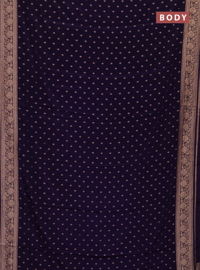 Semi mysore silk saree deep violet with allover zari woven buttas and zari woven border