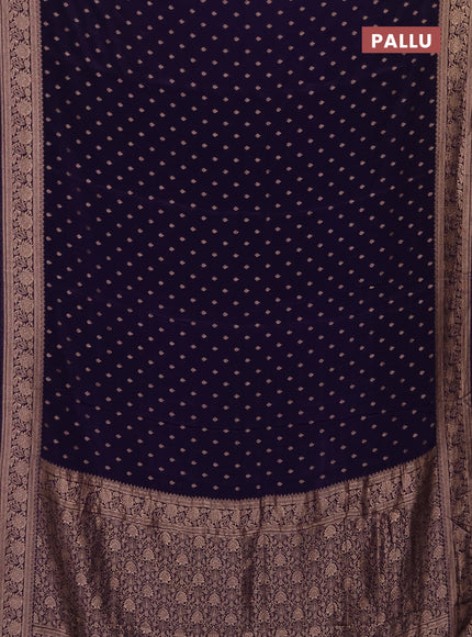 Semi mysore silk saree deep violet with allover zari woven buttas and zari woven border
