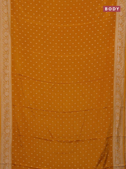 Semi mysore silk saree mustard yellow with allover zari woven buttas and zari woven border