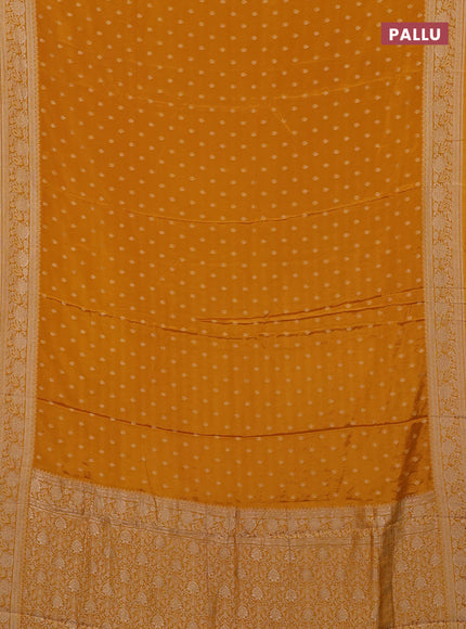 Semi mysore silk saree mustard yellow with allover zari woven buttas and zari woven border