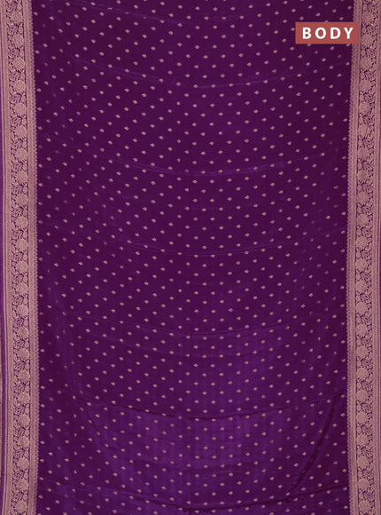 Semi mysore silk saree purple with allover zari woven buttas and zari woven border