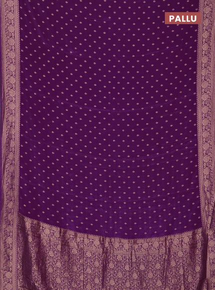 Semi mysore silk saree purple with allover zari woven buttas and zari woven border