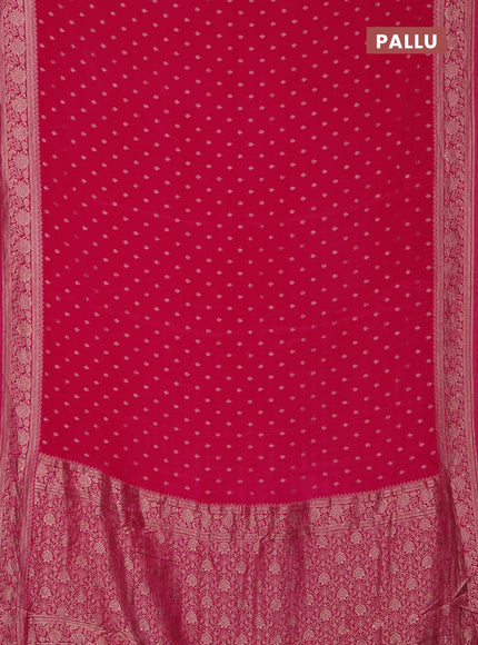 Semi mysore silk saree pink with allover zari woven buttas and zari woven border