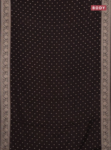 Semi mysore silk saree coffee brown with allover zari woven buttas and zari woven border